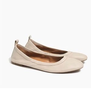 New J. Crew Leather Beige Lizzie Ballet Flats Size 9